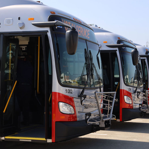 Row of buses