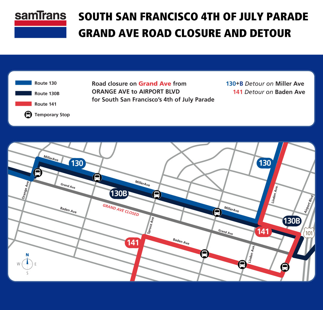 SamTrans Grand Ave Detour 