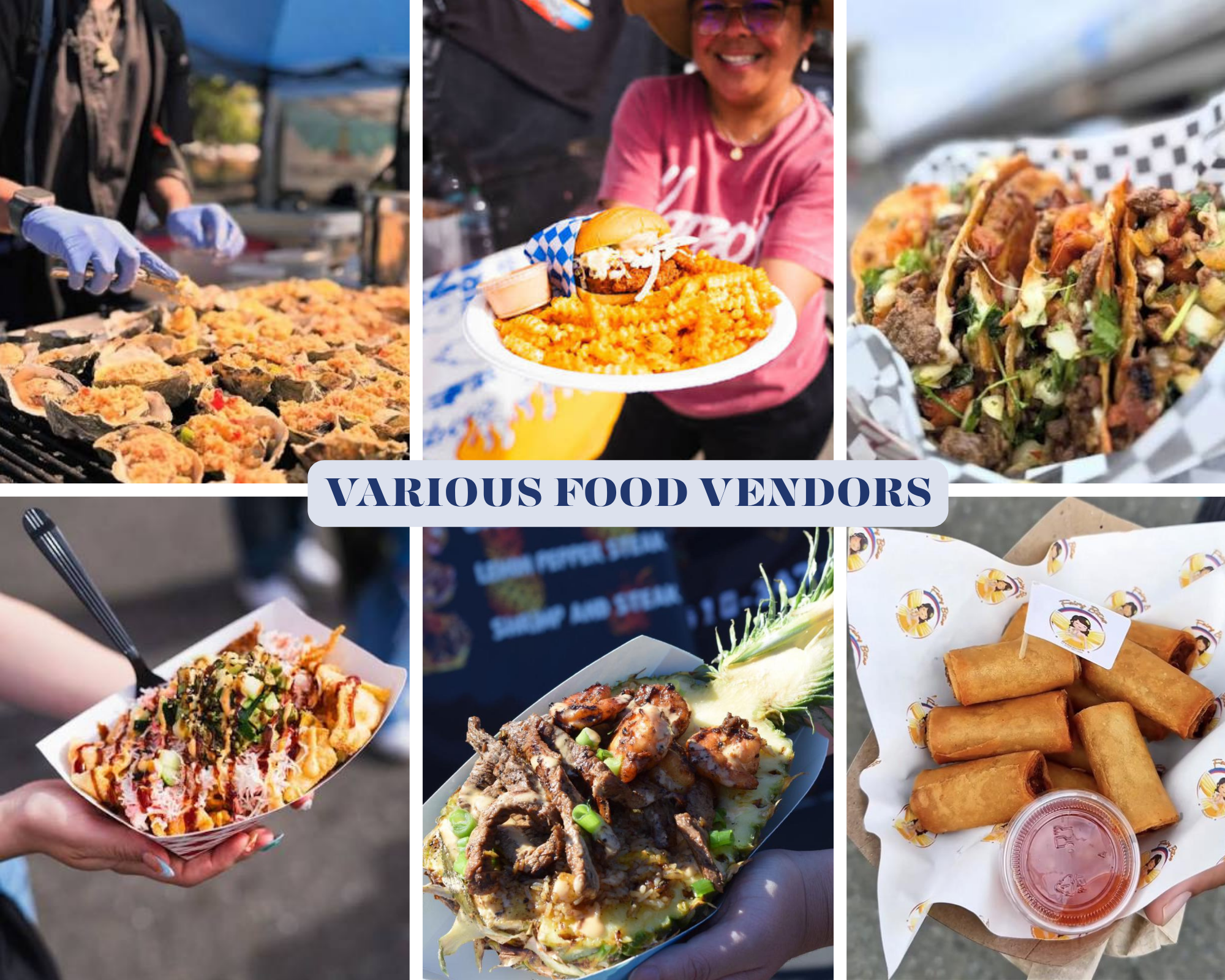 Photos of various food vendors
