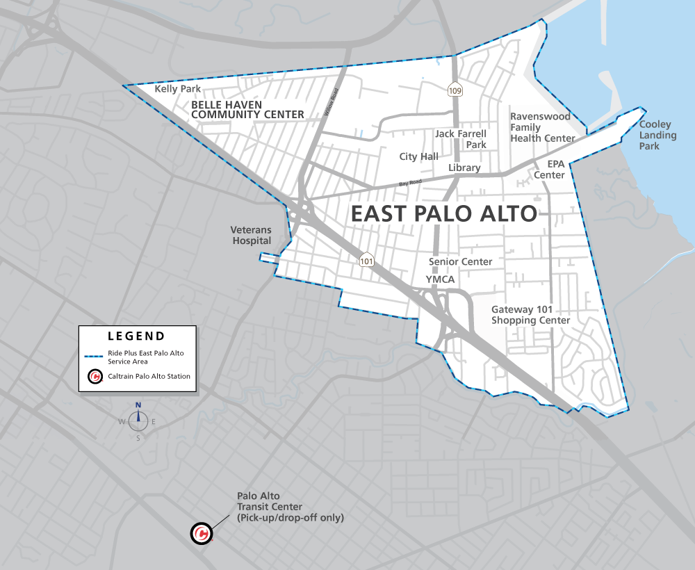 RidePlus East Palo Alto Map